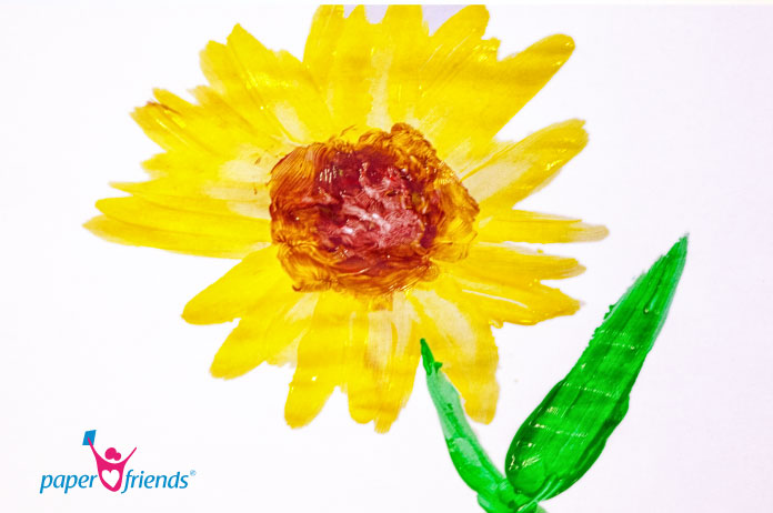 Herbstbasteln: Sonnenblume aus Fingerfarben